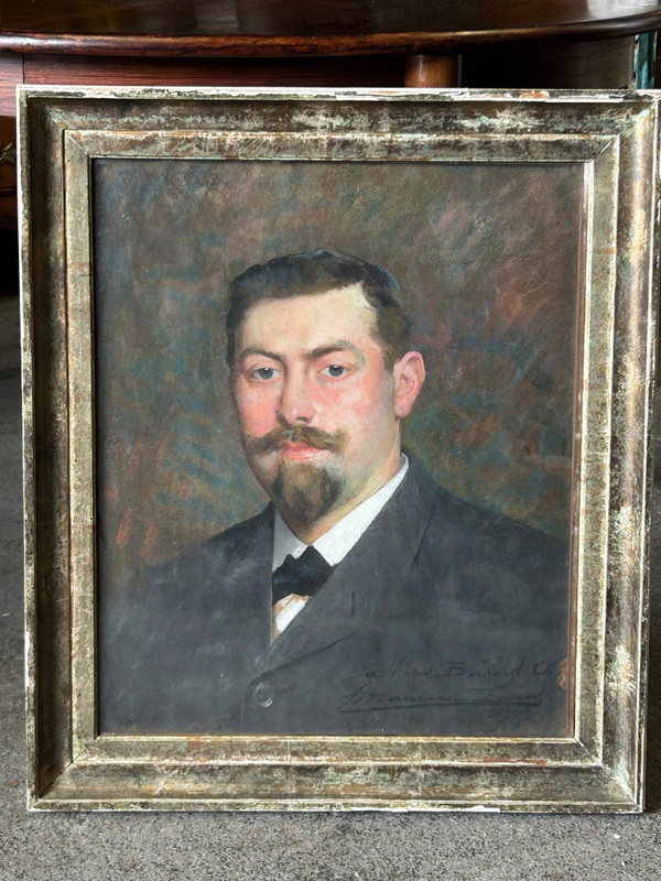 François Maurice Lard (1864-1908) Portrait - Pastel Signé Daté 1904