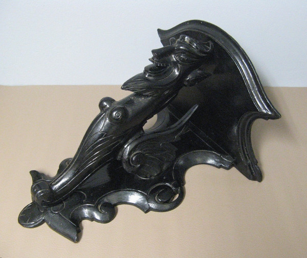 Carved Wood Devil's Head Sconce.