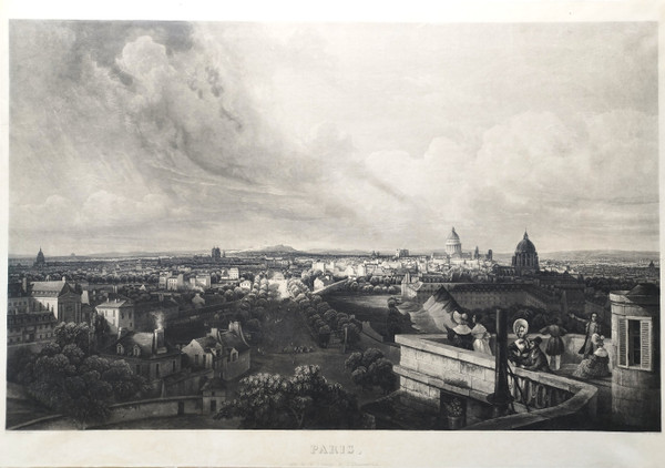 Paris Vue Prise De La Terrasse De l'Observatoire Gravure Par Himely 19ème