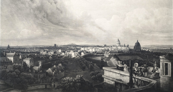 Paris Vue Prise De La Terrasse De l'Observatoire Gravure Par Himely 19ème