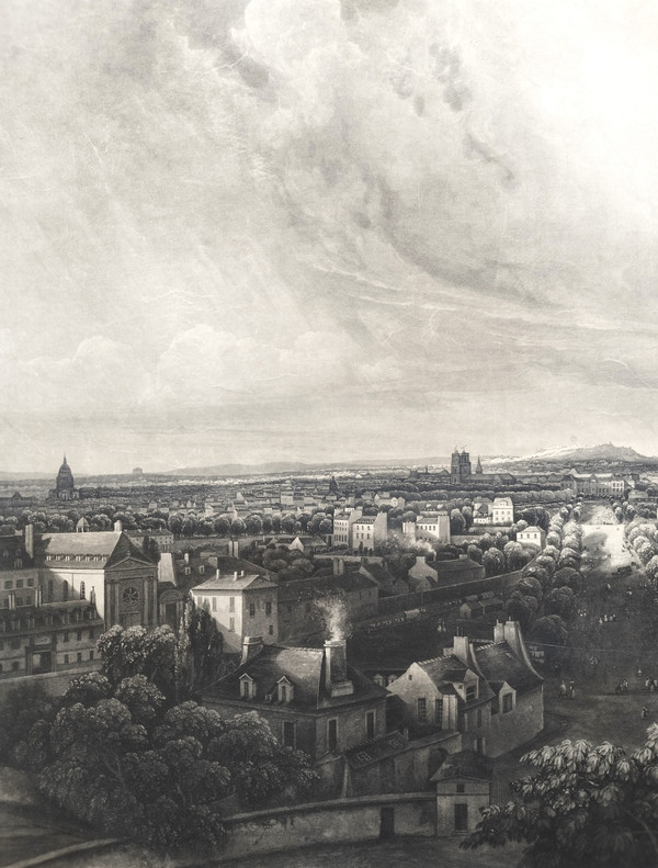 Paris Vue Prise De La Terrasse De l'Observatoire Gravure Par Himely 19ème