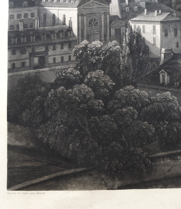 Paris Vue Prise De La Terrasse De l'Observatoire Gravure Par Himely 19ème