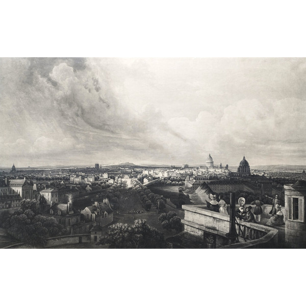 Paris Vue Prise De La Terrasse De l'Observatoire Gravure Par Himely 19ème