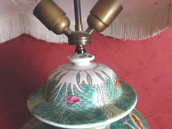 19th century Chinese porcelain ginger vase lamp