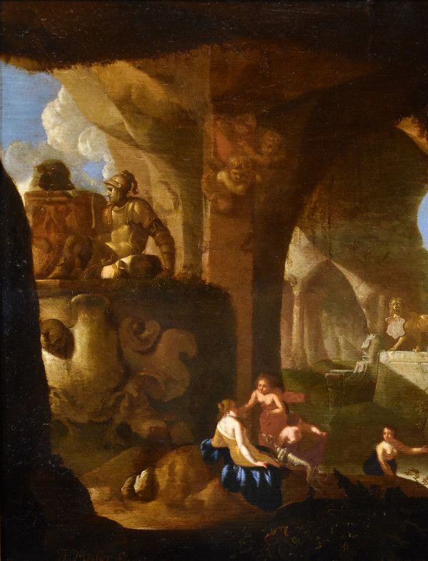 Diana And The Nymphs Bathing In A Cave, Jacques Muller (utrecht 1630 - 1680) Signed: 'j. Muller