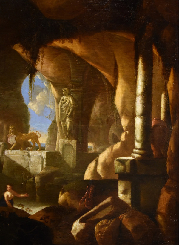 Diana And The Nymphs Bathing In A Cave, Jacques Muller (utrecht 1630 - 1680) Signed: 'j. Muller