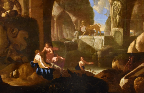 Diana And The Nymphs Bathing In A Cave, Jacques Muller (utrecht 1630 - 1680) Signed: 'j. Muller