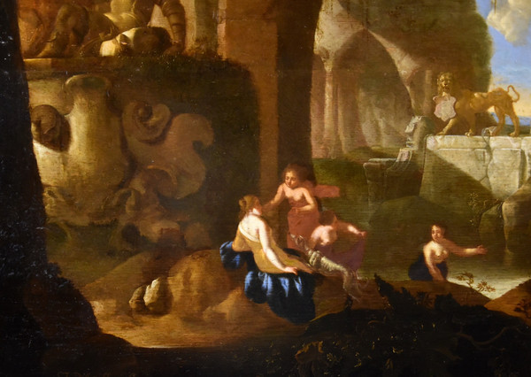 Diana And The Nymphs Bathing In A Cave, Jacques Muller (utrecht 1630 - 1680) Signed: 'j. Muller