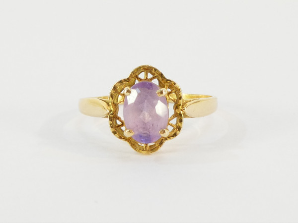 18-karat yellow GOLD ring with amethyst