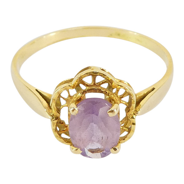 18-karat yellow GOLD ring with amethyst