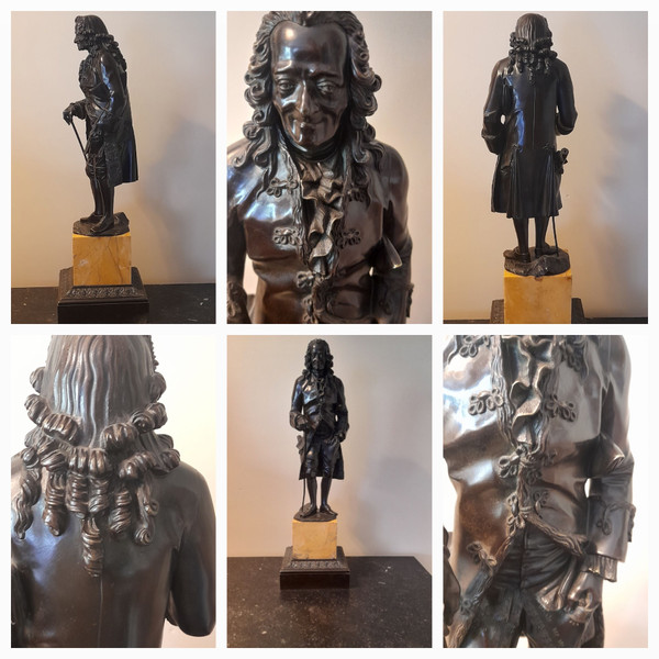 Voltaire (1694~1778) Patinated bronze on Siena marble base 