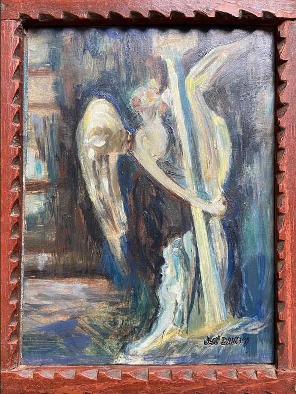 Oil 'The angel at the column' by Jean Danguy