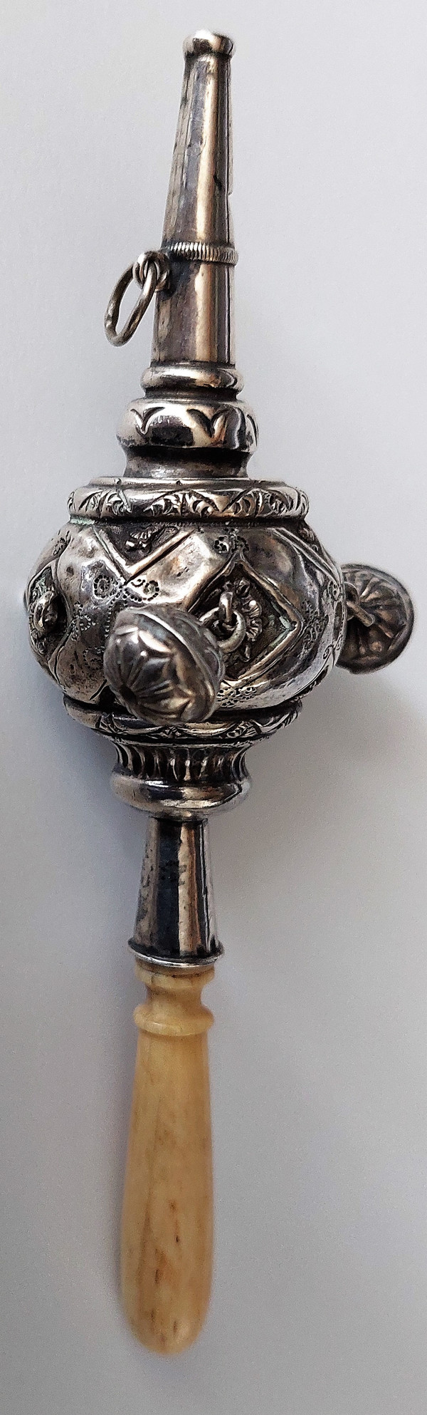 19th century silver whistling rattle