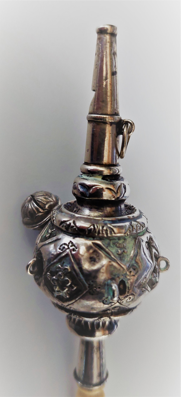 19th century silver whistling rattle