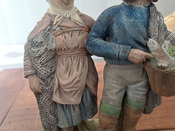 Terracotta couple of fishermen from St Nazaire 20th century