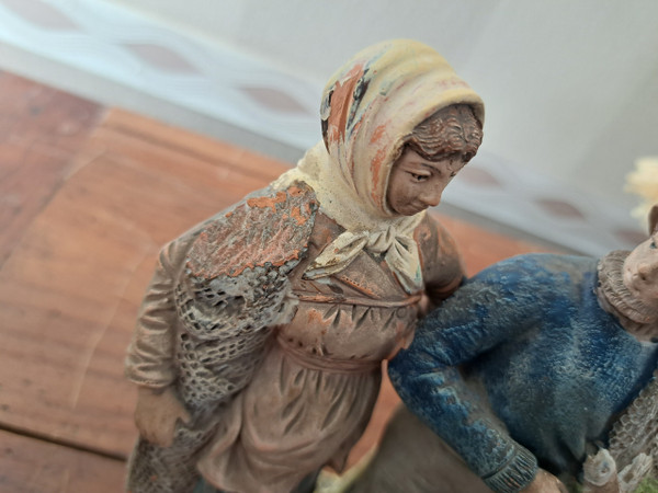 Terracotta couple of fishermen from St Nazaire 20th century