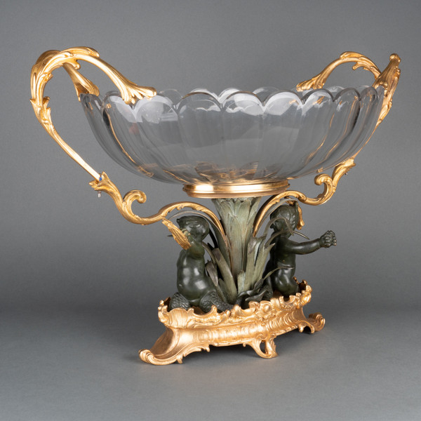 Baccarat Crystal Center Piece in Bronze Setting, 20th Century