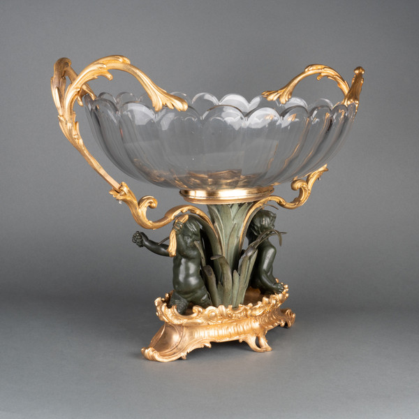 Baccarat Crystal Center Piece in Bronze Setting, 20th Century