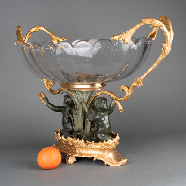 Baccarat Crystal Center Piece in Bronze Setting, 20th Century