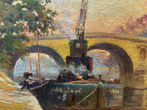 Marcel Thibault - Il Pont Marie a Parigi Olio su tela