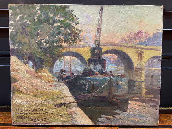 Marcel Thibault - Il Pont Marie a Parigi Olio su tela