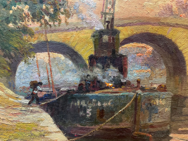 Marcel Thibault - Il Pont Marie a Parigi Olio su tela