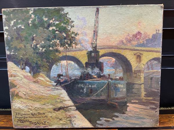 Marcel Thibault - Il Pont Marie a Parigi Olio su tela