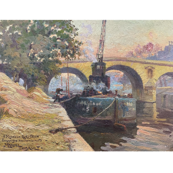 Marcel Thibault - Il Pont Marie a Parigi Olio su tela