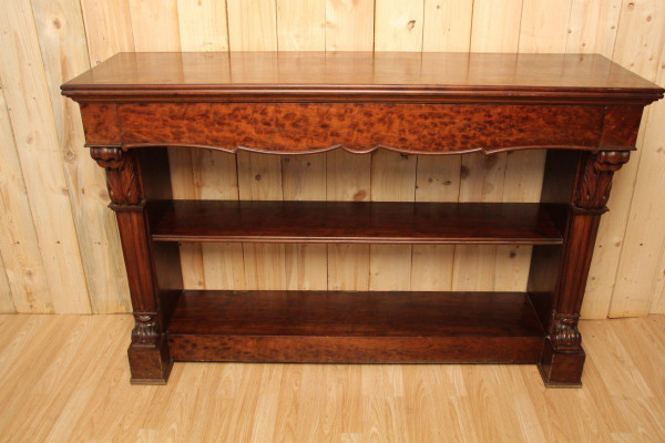 Large 19th century dappled mahogany console table