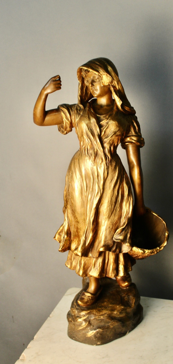 "Friedrich Goldscheider, Jeune Femme" Gilded Terracotta