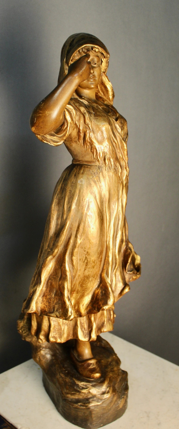 "Friedrich Goldscheider, Jeune Femme" Gilded Terracotta