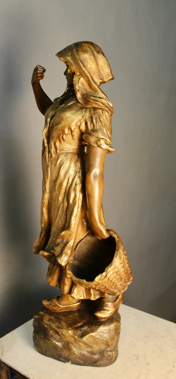 "Friedrich Goldscheider, Jeune Femme" Gilded Terracotta