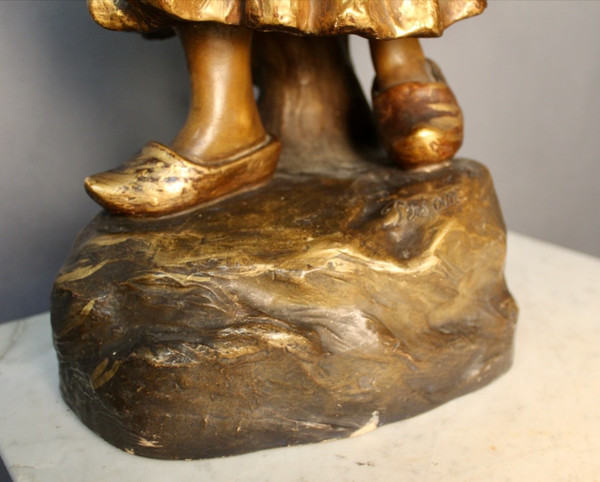 "Friedrich Goldscheider, Jeune Femme" Gilded Terracotta