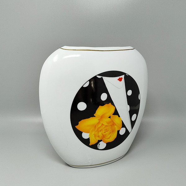 Vaso in porcellana Gogeous degli anni '70 di R. Ortol per Limoges. Prodotto in Francia