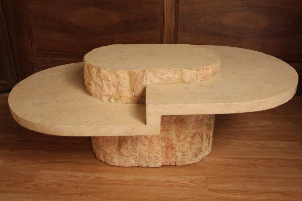 Table Basse Avec Placage En Travertin De Maitland-smith, 1970s