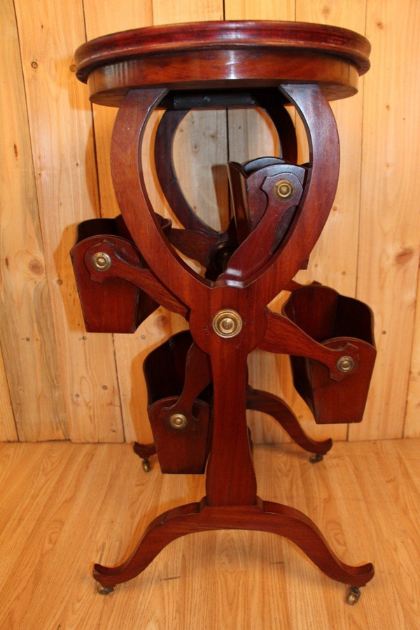 Mahogany Side Table, English, Magazine Holder