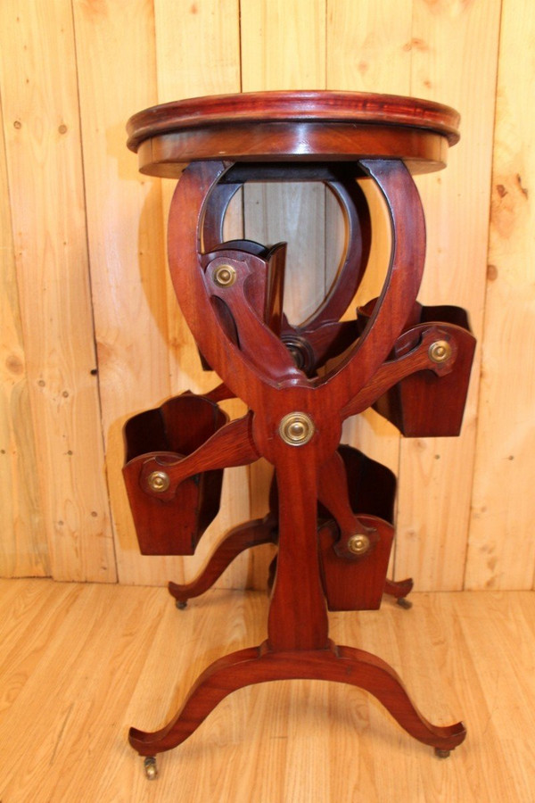 Mahogany Side Table, English, Magazine Holder