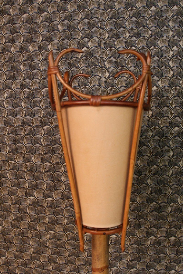 Rattan And Bamboo Floor Lamp 60's