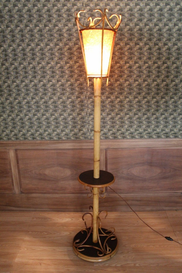 Rattan And Bamboo Floor Lamp 60's