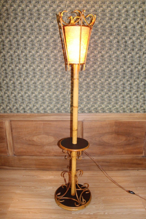 Rattan And Bamboo Floor Lamp 60's