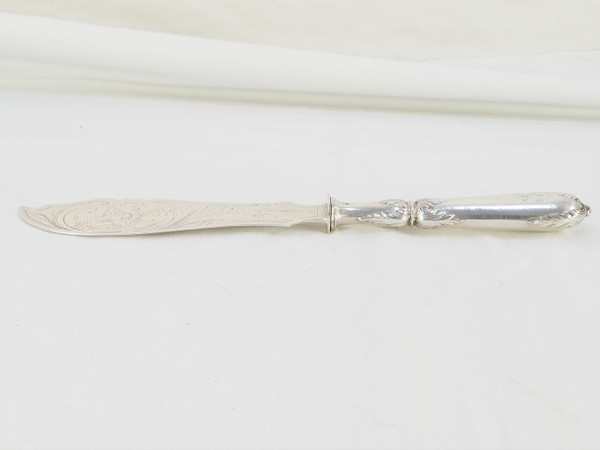 Solid SILVER fish service cutlery 19 eme Victor BOIVIN ( son)