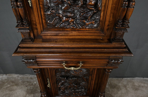 Rare Small Renaissance Cabinet in Solid Walnut - 2nd half 19th century