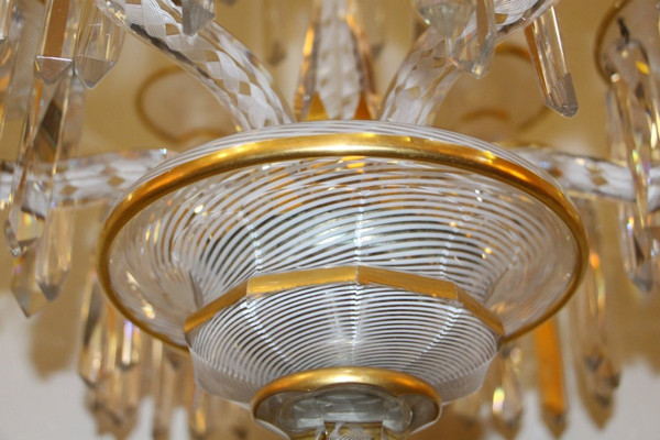 Eccezionale candelabro in cristallo Baccarat con decoro Latticini