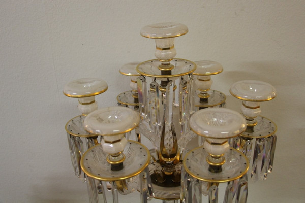 Eccezionale candelabro in cristallo Baccarat con decoro Latticini