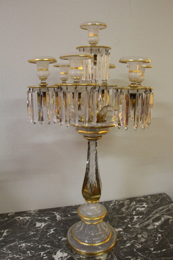 Eccezionale candelabro in cristallo Baccarat con decoro Latticini