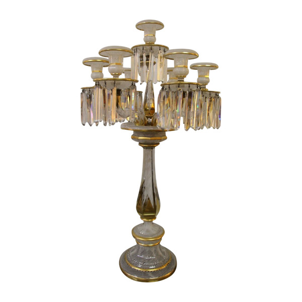 Eccezionale candelabro in cristallo Baccarat con decoro Latticini