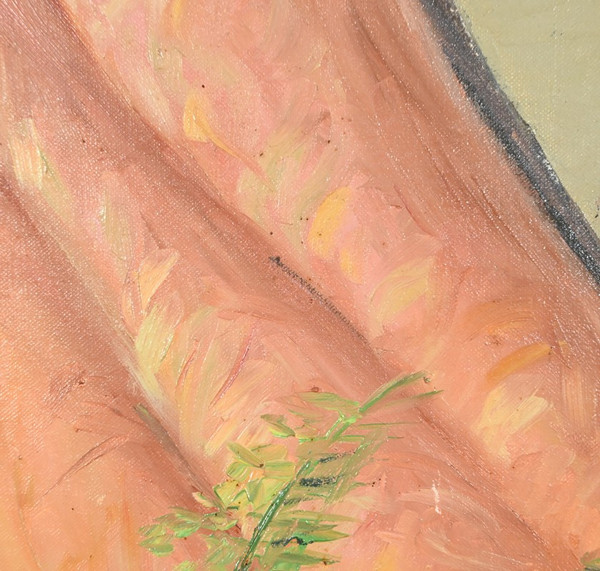 Großes Öl auf Leinwand "Bouquet de Pivoines" von P. Dolzan - 1930