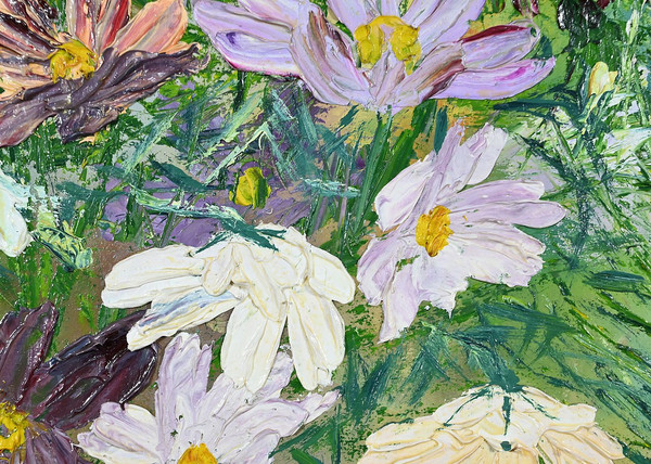 Oil on panel "Fleurs Sauvages" by I. Kitter Ferrus - Mid 20th century