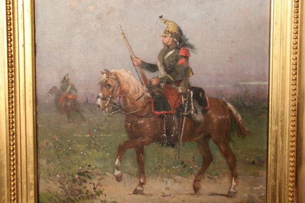 Oil on canvas by Gustave Oudry "the dragon on horseback"