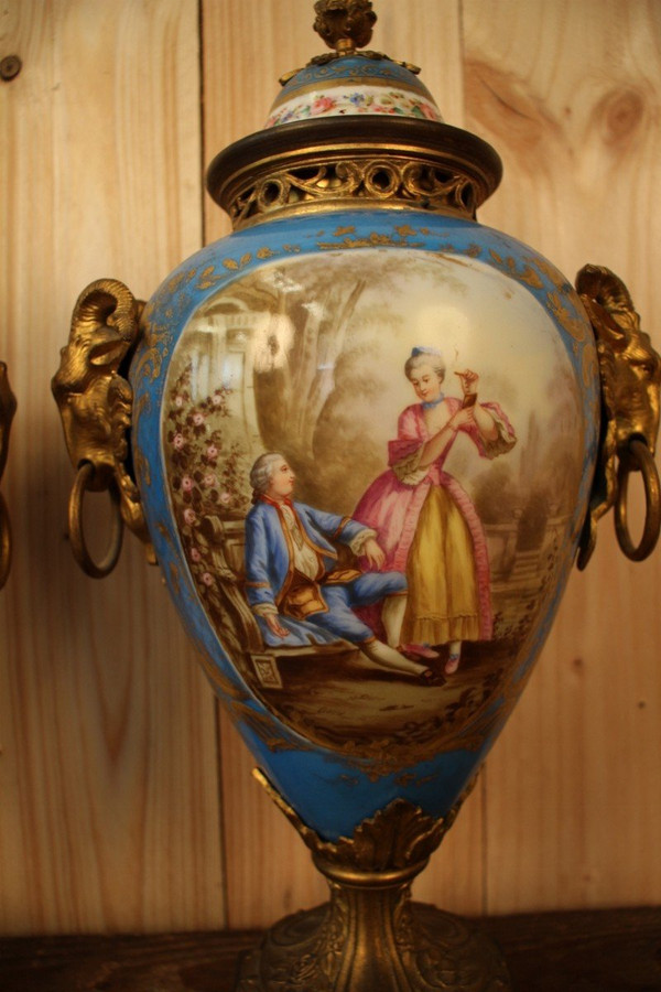 Pair of 19th Century Sèvres Porcelain and Gilt Bronze Vases